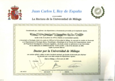 Doctor por la Universidad de Málaga — Sobresaliente Cum Laude