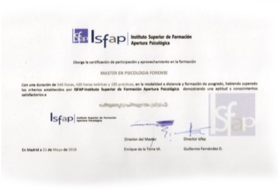 Máster en Psicología Forense — ISFAP